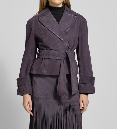 Veste femme daim ceinturée - veste,