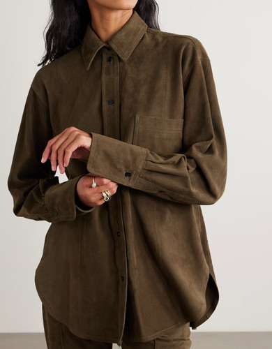 Veste chemise daim vert - veste,