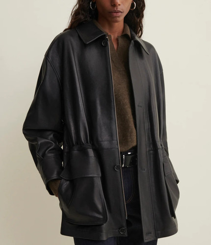 Veste femme cuir - noir, en